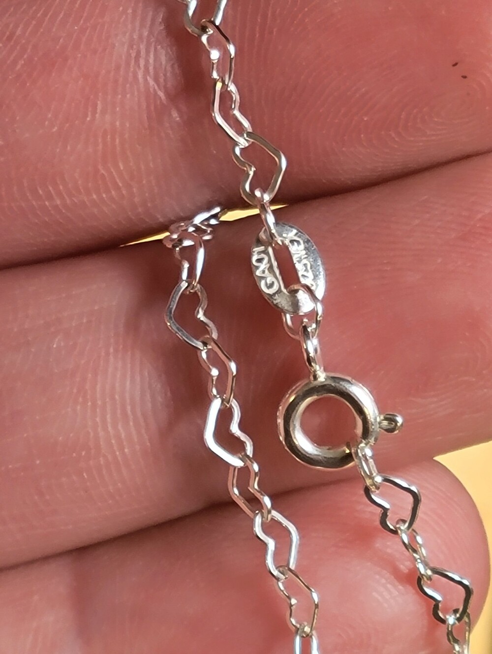 9-inch continuous heart link anklet crafted from solid 925 sterling silver